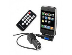 TRANSMETTEUR FM NOIR + CHARGEUR 12 V + TÉLÉCOMMANDE POUR IPHONE ET IPOD