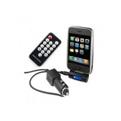 TRANSMETTEUR FM NOIR + CHARGEUR 12 V + TÉLÉCOMMANDE POUR IPHONE ET IPOD